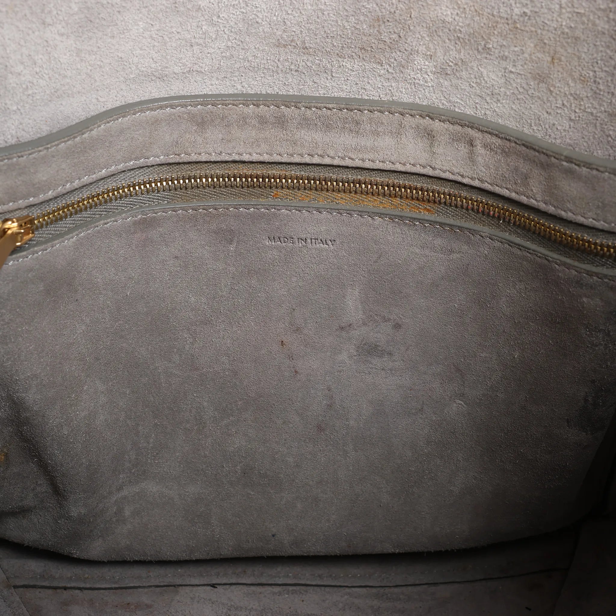 CELINE Seau Sangle Bucket Leather Shoulder Bag in Gray