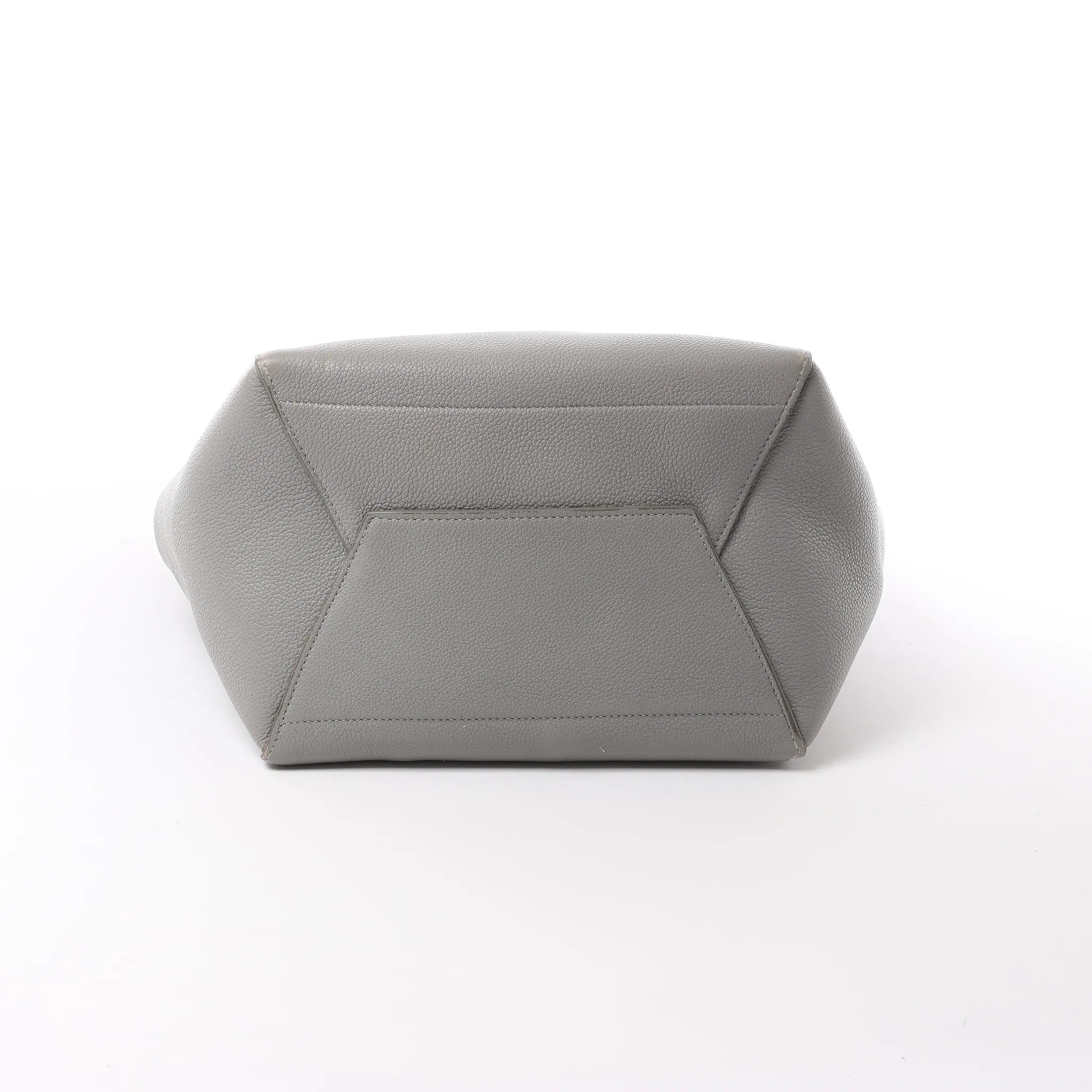 CELINE Seau Sangle Bucket Leather Shoulder Bag in Gray