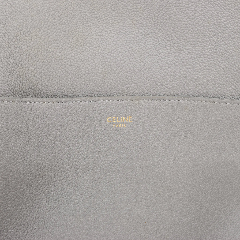 CELINE Seau Sangle Bucket Leather Shoulder Bag in Gray