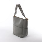 CELINE Seau Sangle Bucket Leather Shoulder Bag in Gray