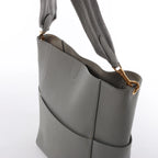 CELINE Seau Sangle Bucket Leather Shoulder Bag in Gray