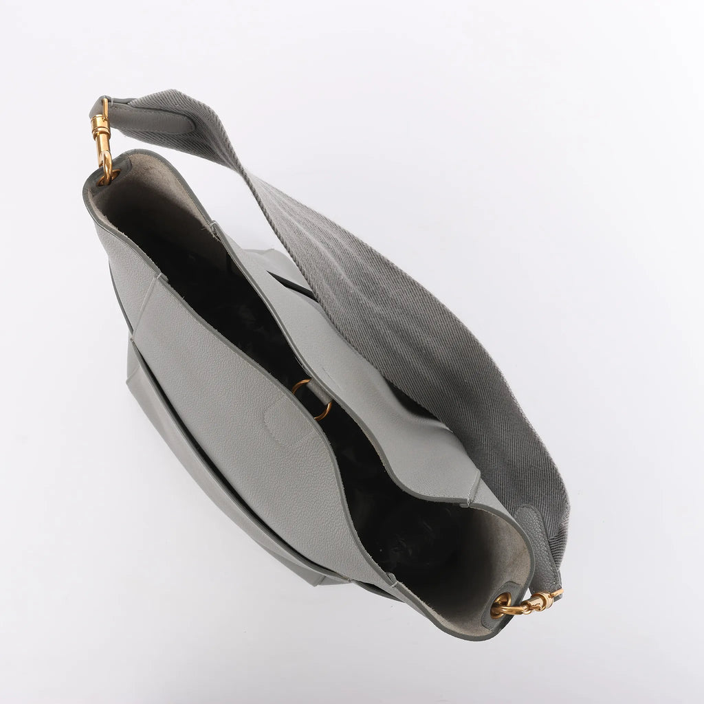 CELINE Seau Sangle Bucket Leather Shoulder Bag in Gray