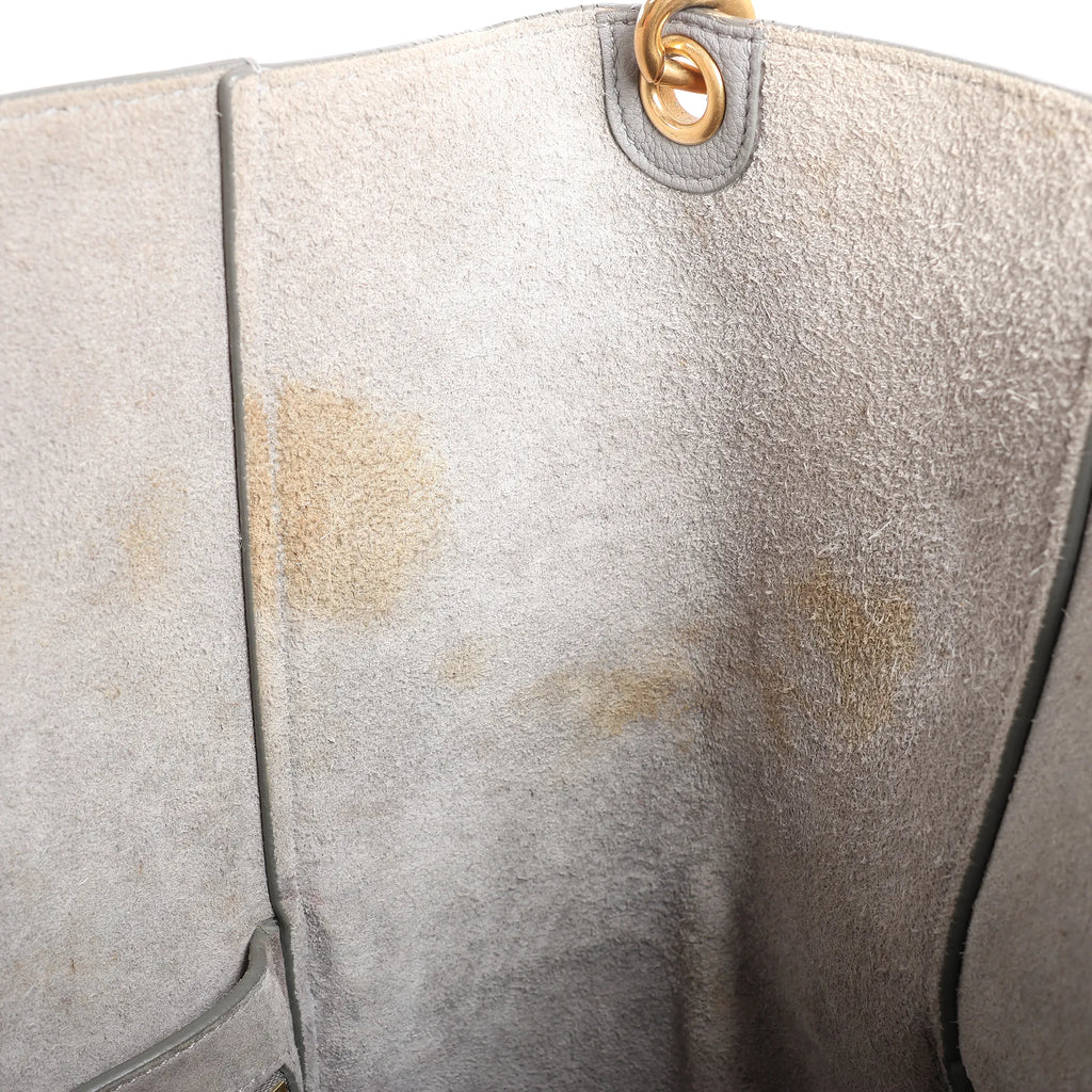 CELINE Seau Sangle Bucket Leather Shoulder Bag in Gray
