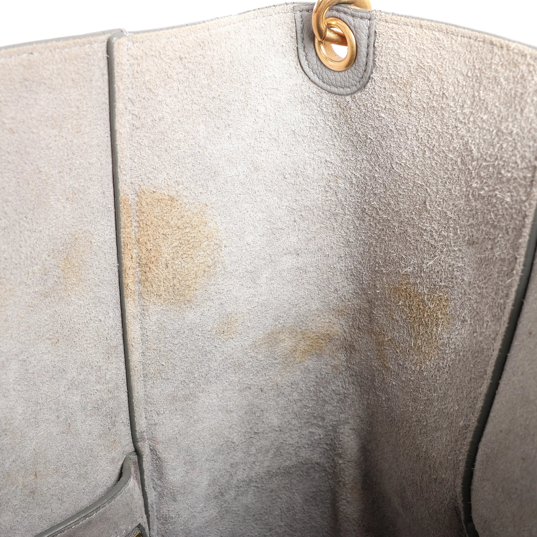 CELINE Seau Sangle Bucket Leather Shoulder Bag in Gray