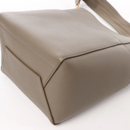 CELINE Seau Sangle Bucket Leather Shoulder Bag in Greige