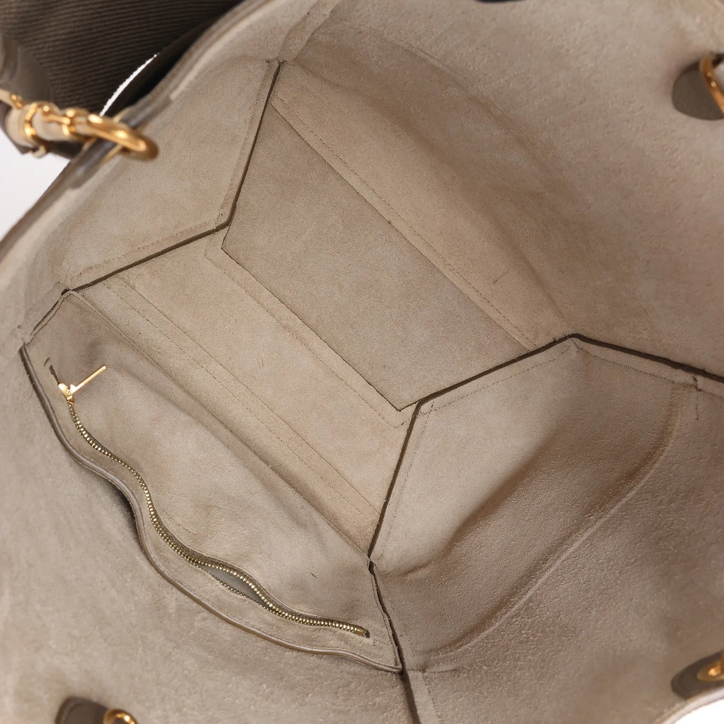 CELINE Seau Sangle Bucket Leather Shoulder Bag in Greige