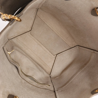 CELINE Seau Sangle Bucket Leather Shoulder Bag in Greige