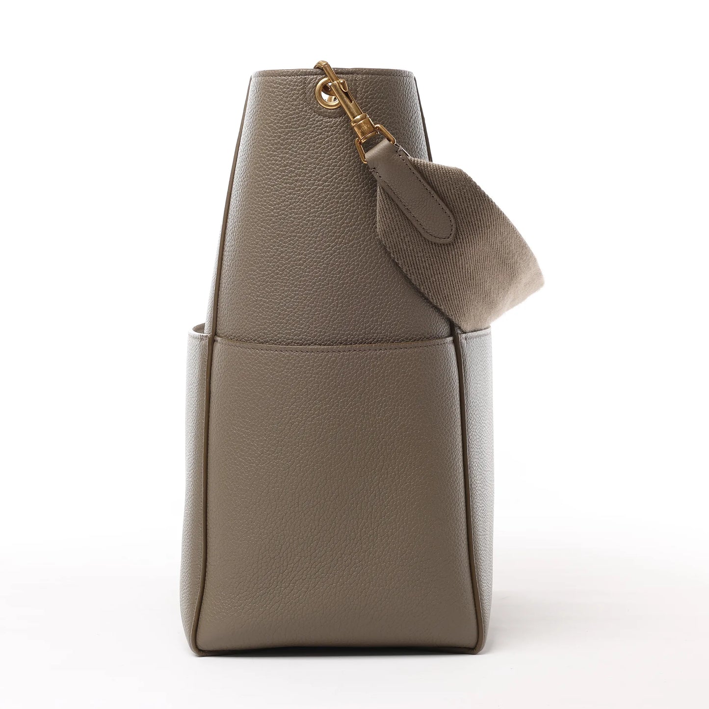 CELINE Seau Sangle Bucket Leather Shoulder Bag in Greige