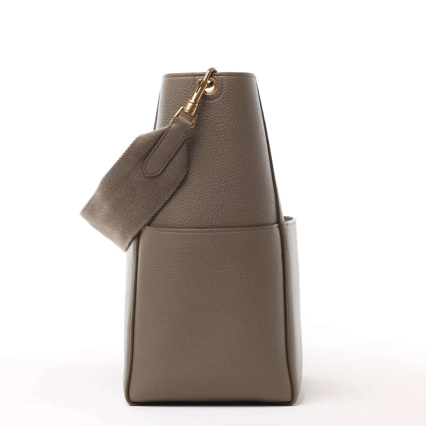 CELINE Seau Sangle Bucket Leather Shoulder Bag in Greige