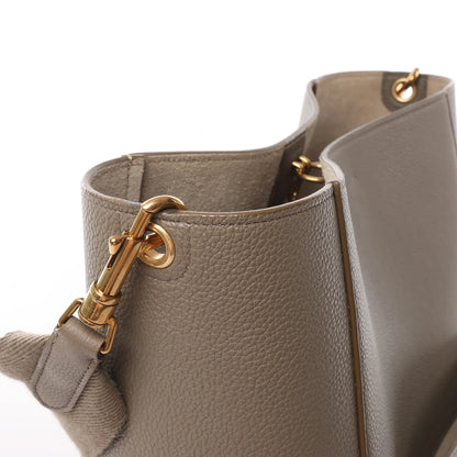 CELINE Seau Sangle Bucket Leather Shoulder Bag in Greige
