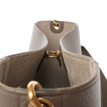 CELINE Seau Sangle Bucket Leather Shoulder Bag in Greige