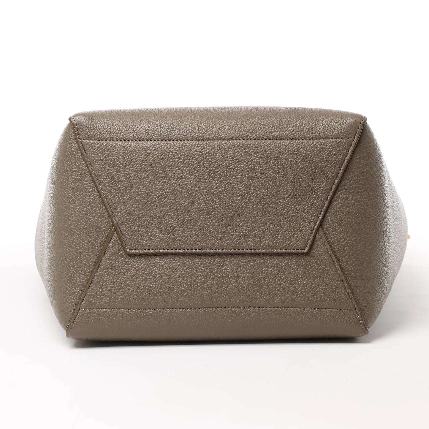 CELINE Seau Sangle Bucket Leather Shoulder Bag in Greige