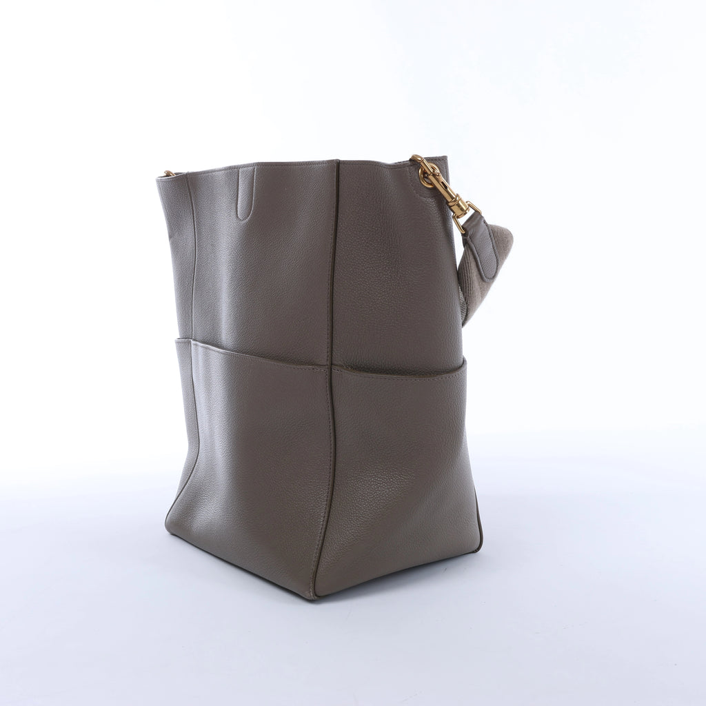 Celine Sangle Bucket Leather Shoulder Bag in Gray