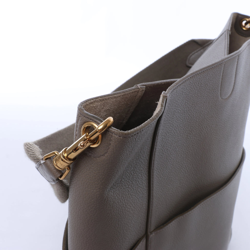 Celine Sangle Bucket Leather Shoulder Bag in Gray