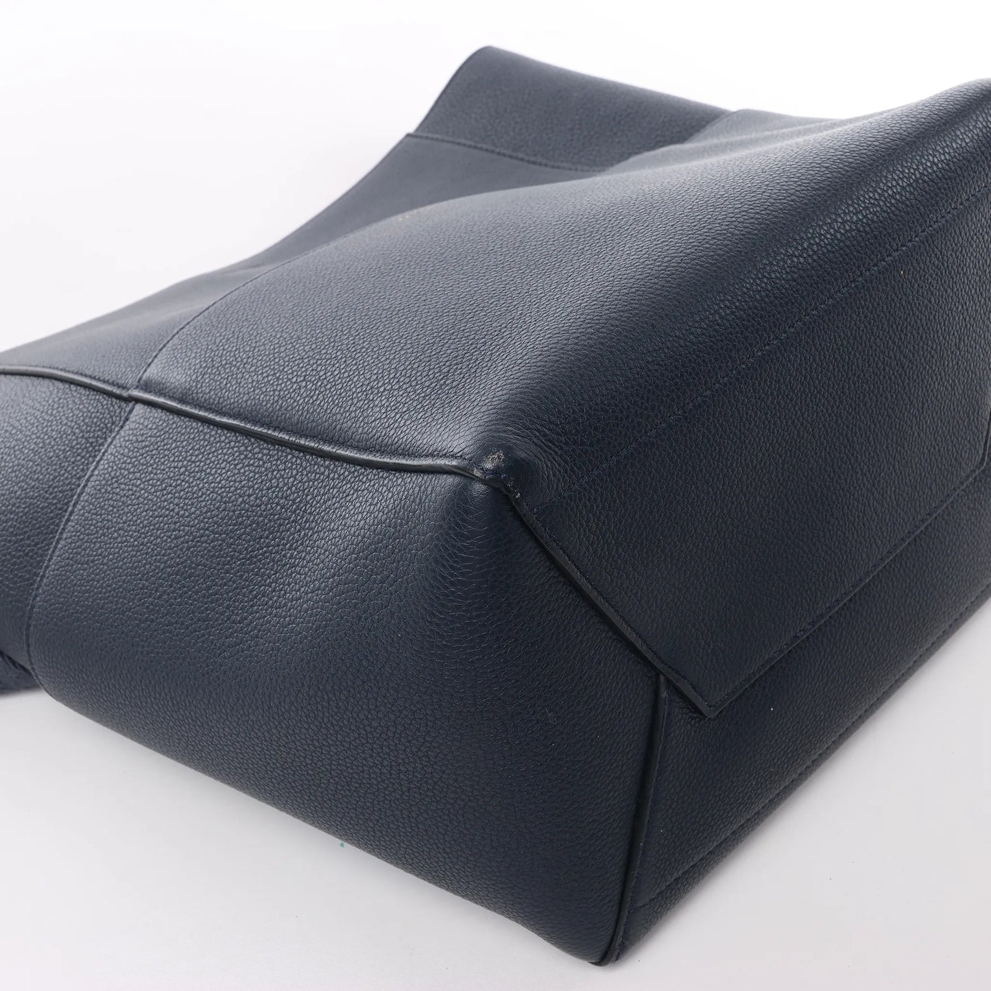 CELINE Seau Sangle Bucket Leather Shoulder Bag in Navy Blue