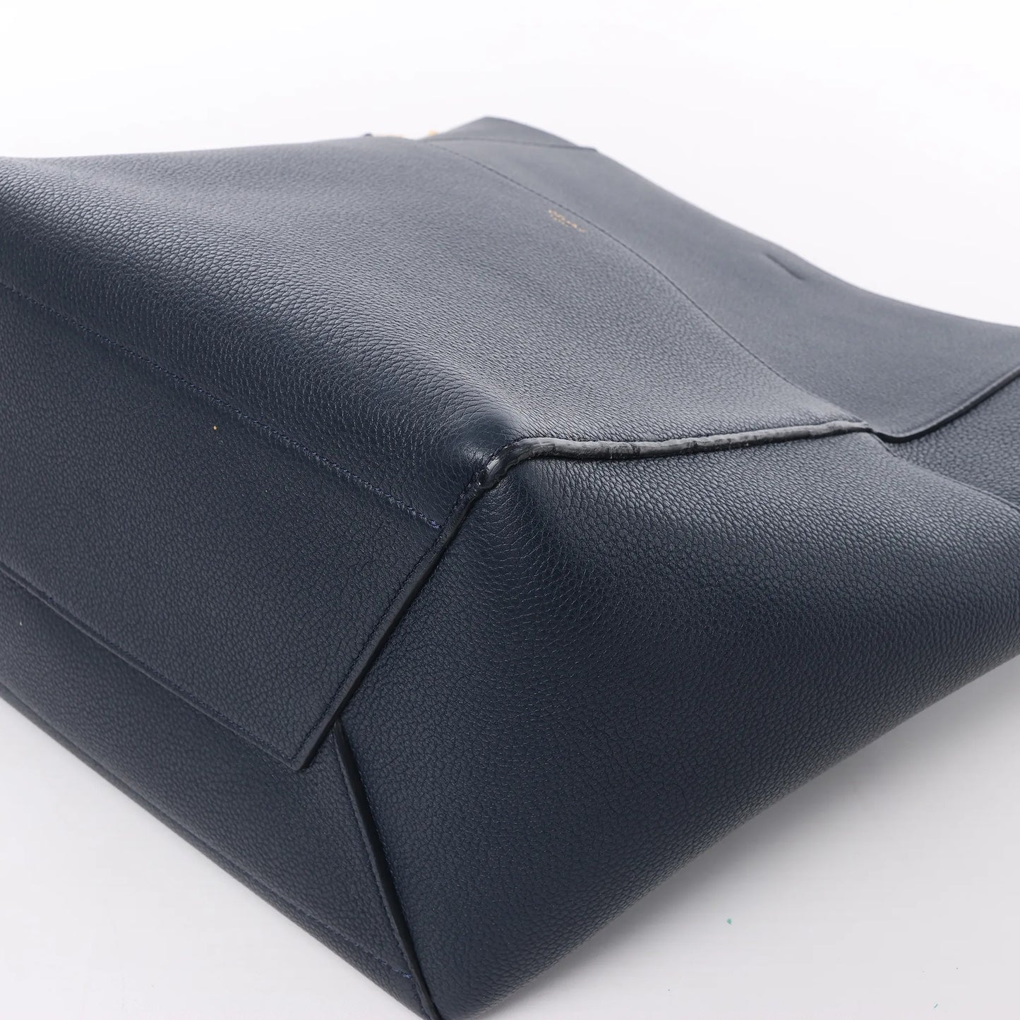 CELINE Seau Sangle Bucket Leather Shoulder Bag in Navy Blue
