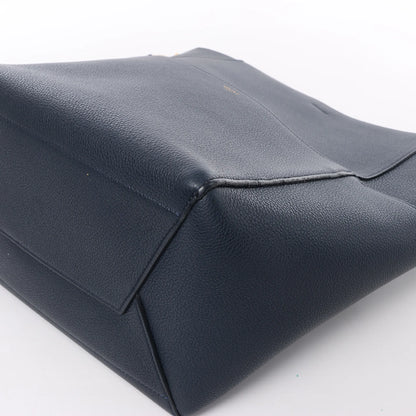 CELINE Seau Sangle Bucket Leather Shoulder Bag in Navy Blue