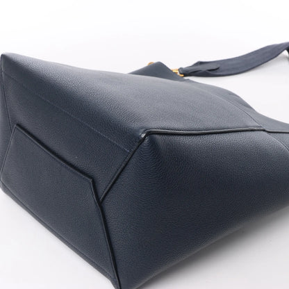 CELINE Seau Sangle Bucket Leather Shoulder Bag in Navy Blue