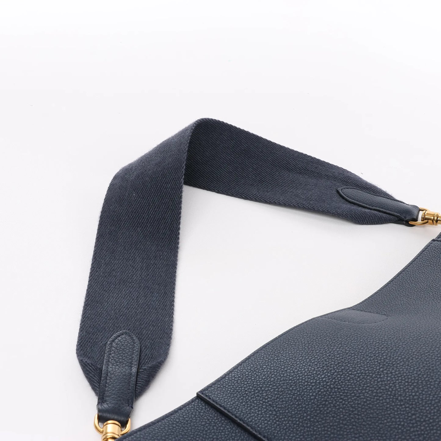 CELINE Seau Sangle Bucket Leather Shoulder Bag in Navy Blue