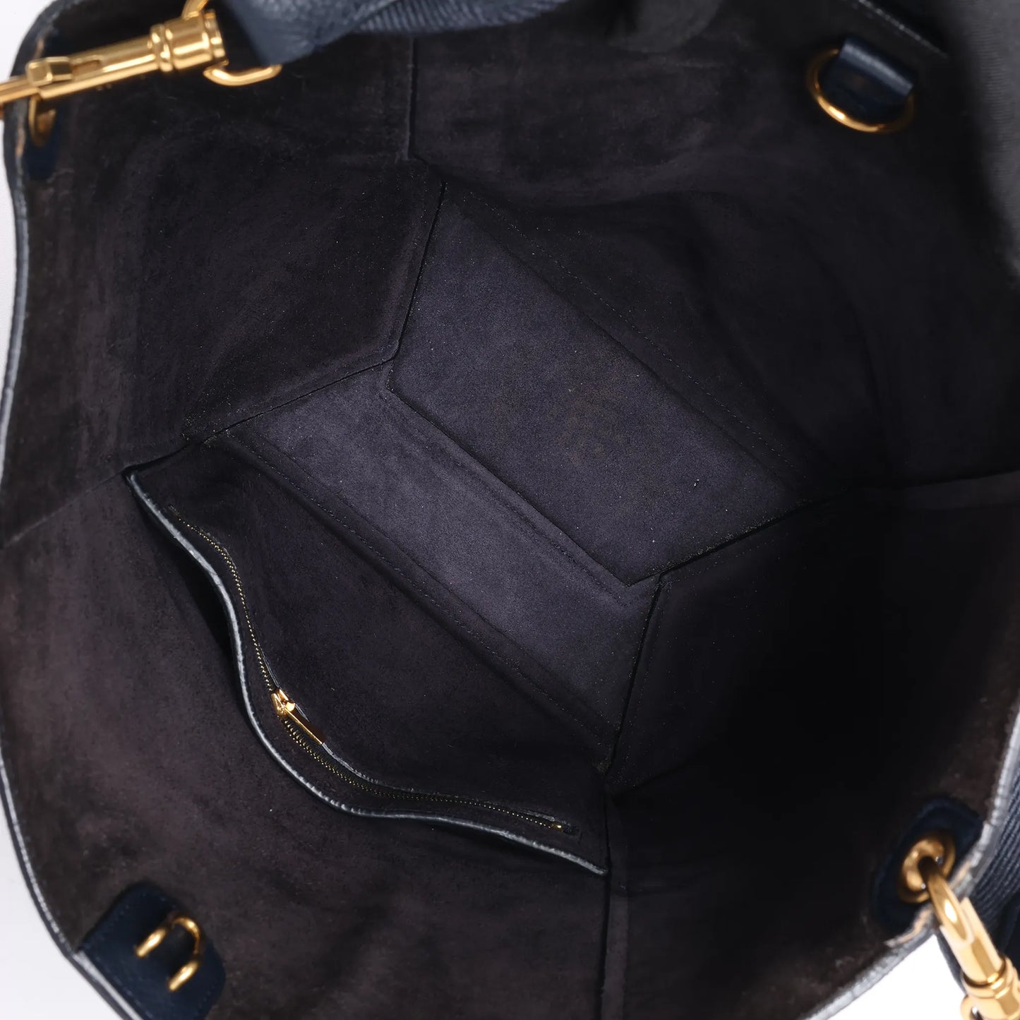CELINE Seau Sangle Bucket Leather Shoulder Bag in Navy Blue