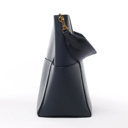 CELINE Seau Sangle Bucket Leather Shoulder Bag in Navy Blue