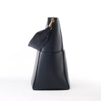 CELINE Seau Sangle Bucket Leather Shoulder Bag in Navy Blue