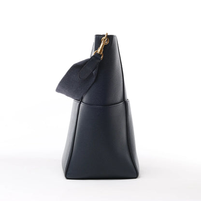 CELINE Seau Sangle Bucket Leather Shoulder Bag in Navy Blue