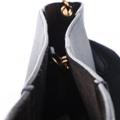 CELINE Seau Sangle Bucket Leather Shoulder Bag in Navy Blue