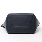 CELINE Seau Sangle Bucket Leather Shoulder Bag in Navy Blue