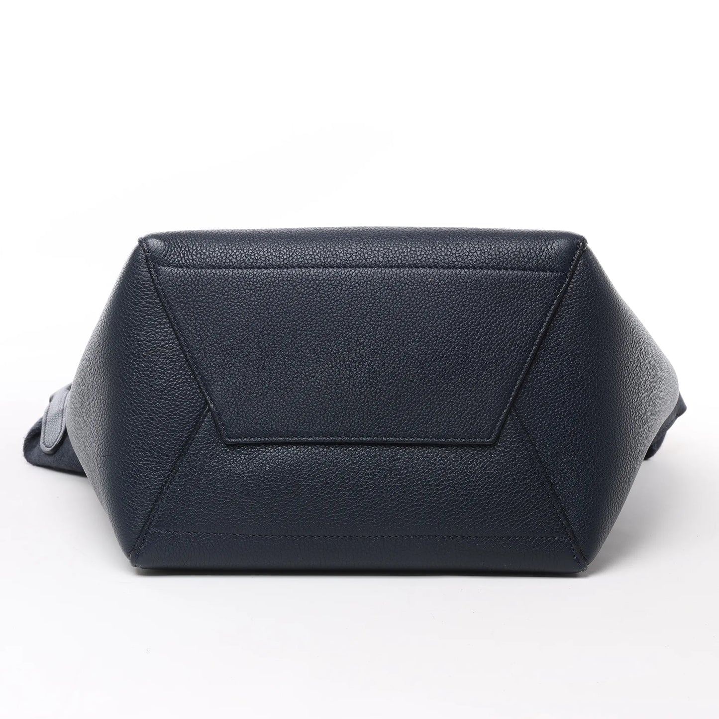 CELINE Seau Sangle Bucket Leather Shoulder Bag in Navy Blue