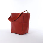 CELINE Seau Sangle Bucket Leather Shoulder Bag in Red