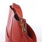 CELINE Seau Sangle Bucket Leather Shoulder Bag in Red