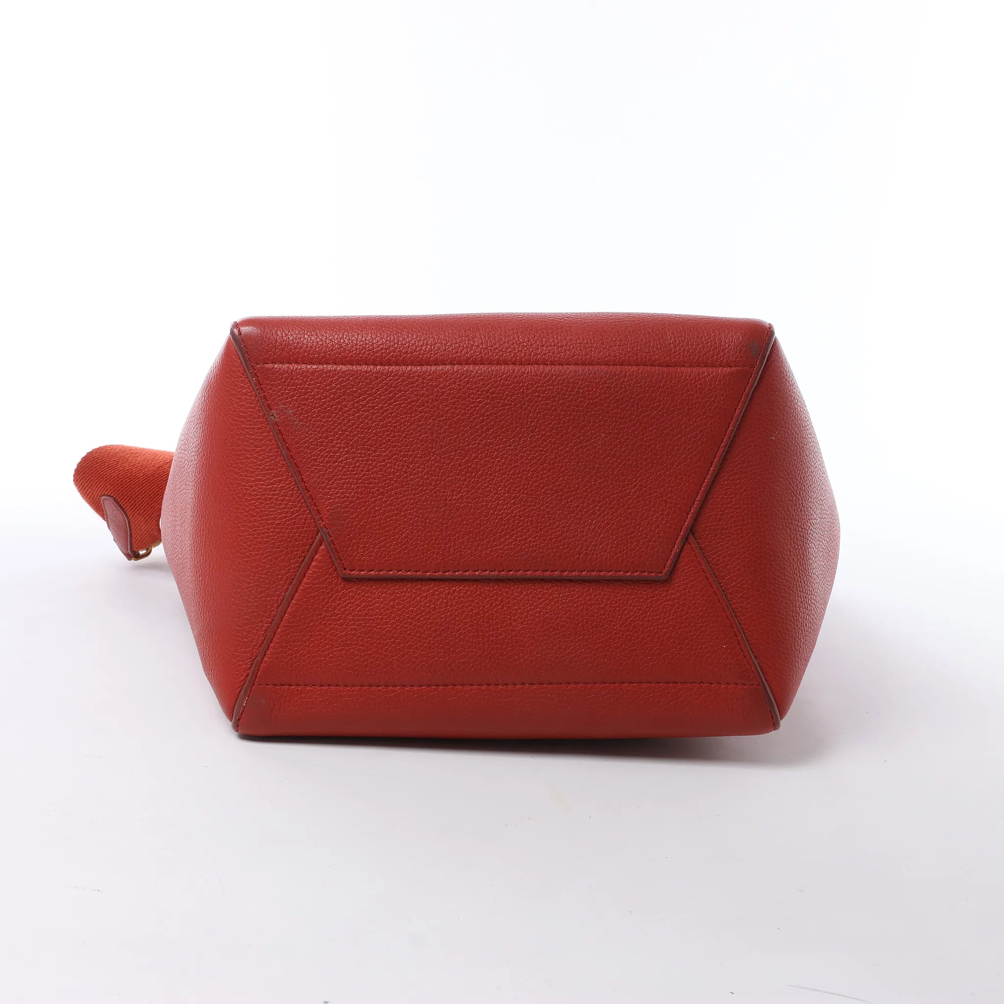 CELINE Seau Sangle Bucket Leather Shoulder Bag in Red