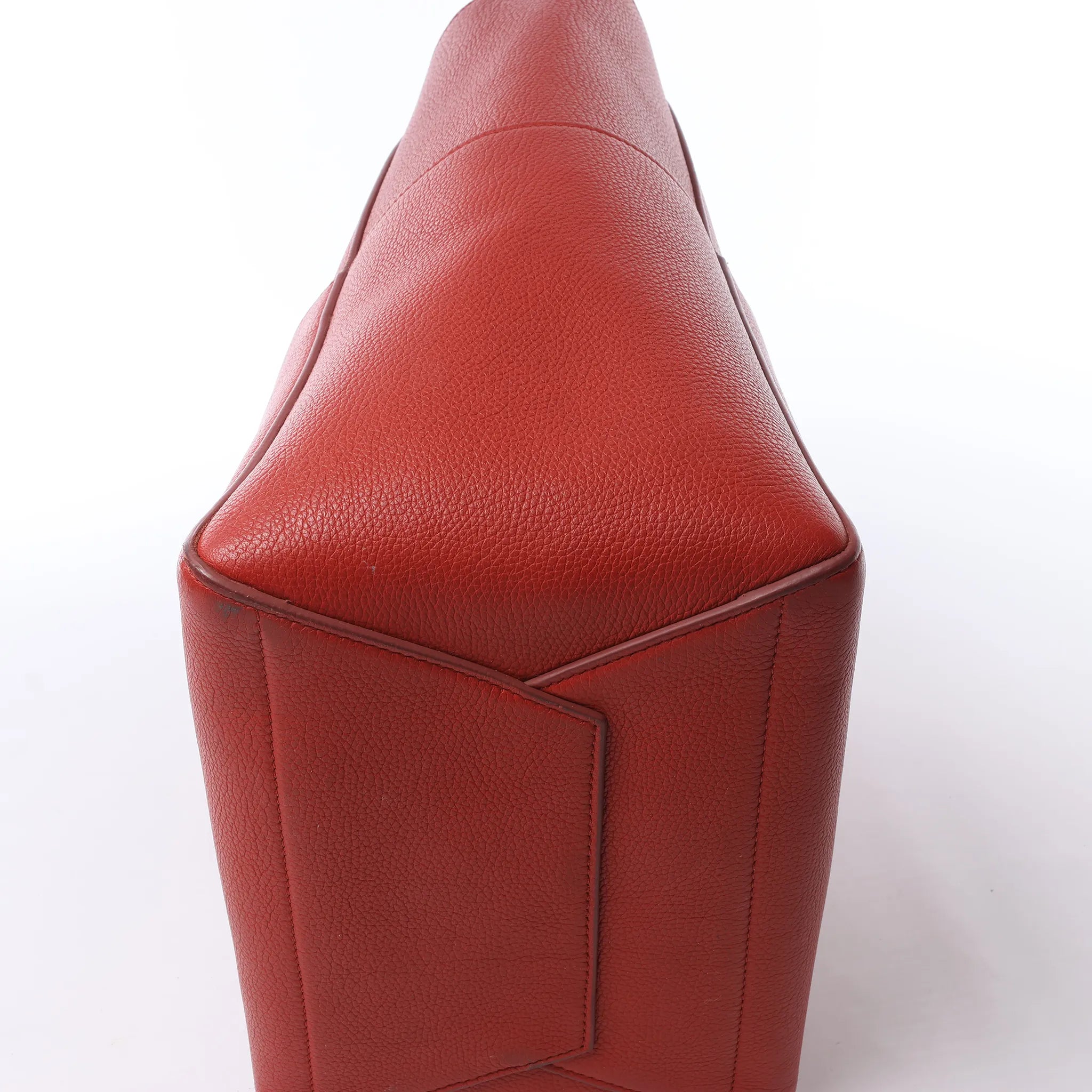 CELINE Seau Sangle Bucket Leather Shoulder Bag in Red