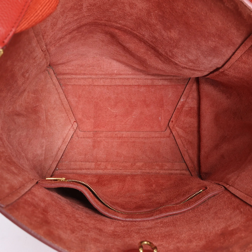 CELINE Seau Sangle Bucket Leather Shoulder Bag in Red