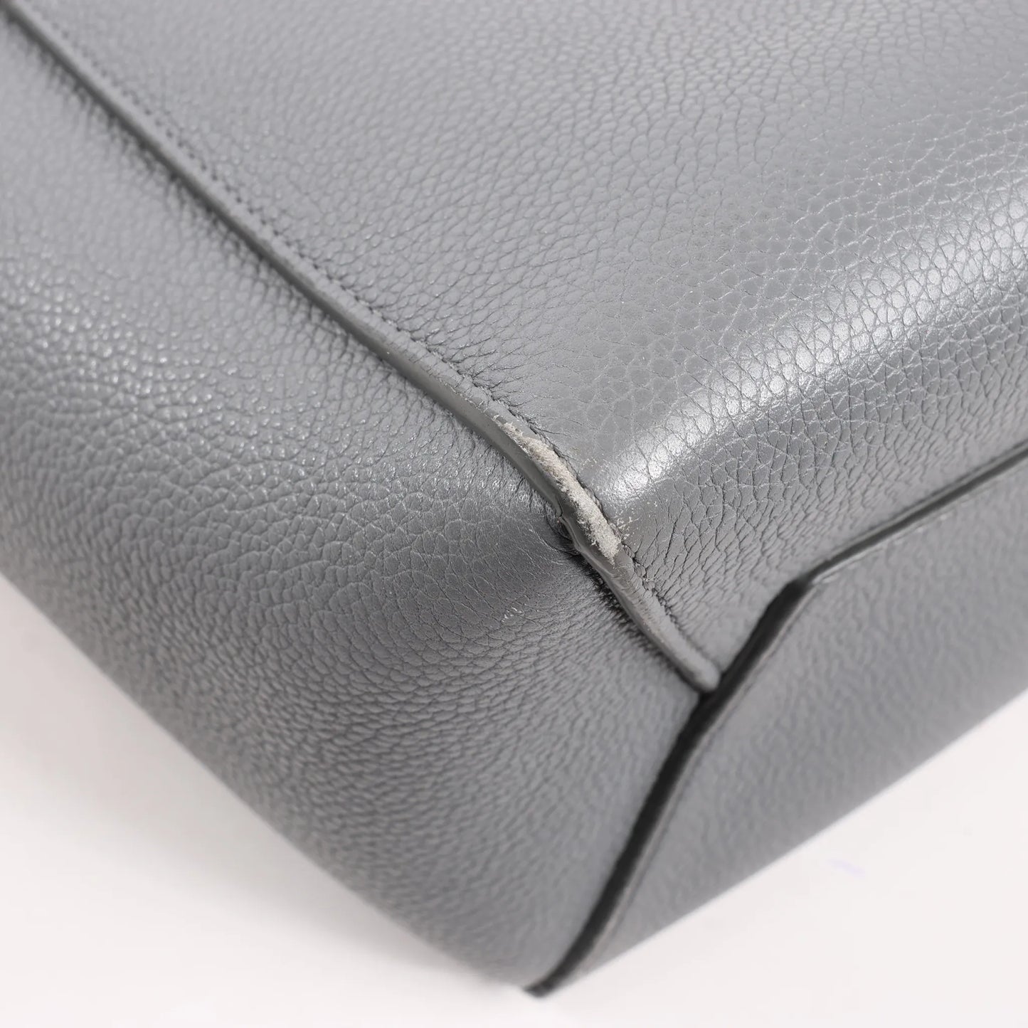 CELINE Seau Sangle Bucket Mini Leather Shoulder Bag in Gray