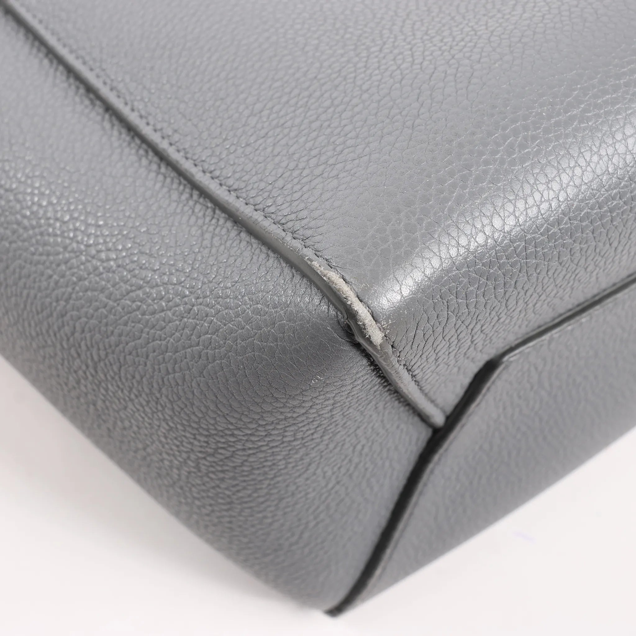 CELINE Seau Sangle Bucket Mini Leather Shoulder Bag in Gray