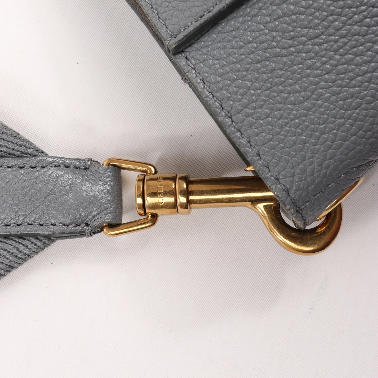 CELINE Seau Sangle Bucket Mini Leather Shoulder Bag in Gray