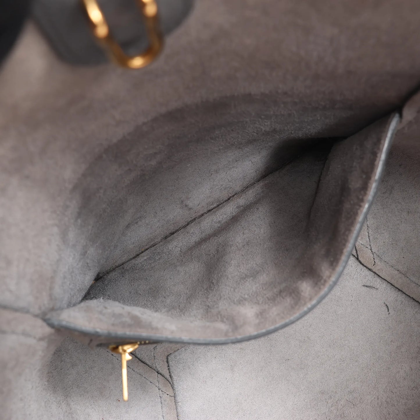 CELINE Seau Sangle Bucket Mini Leather Shoulder Bag in Gray