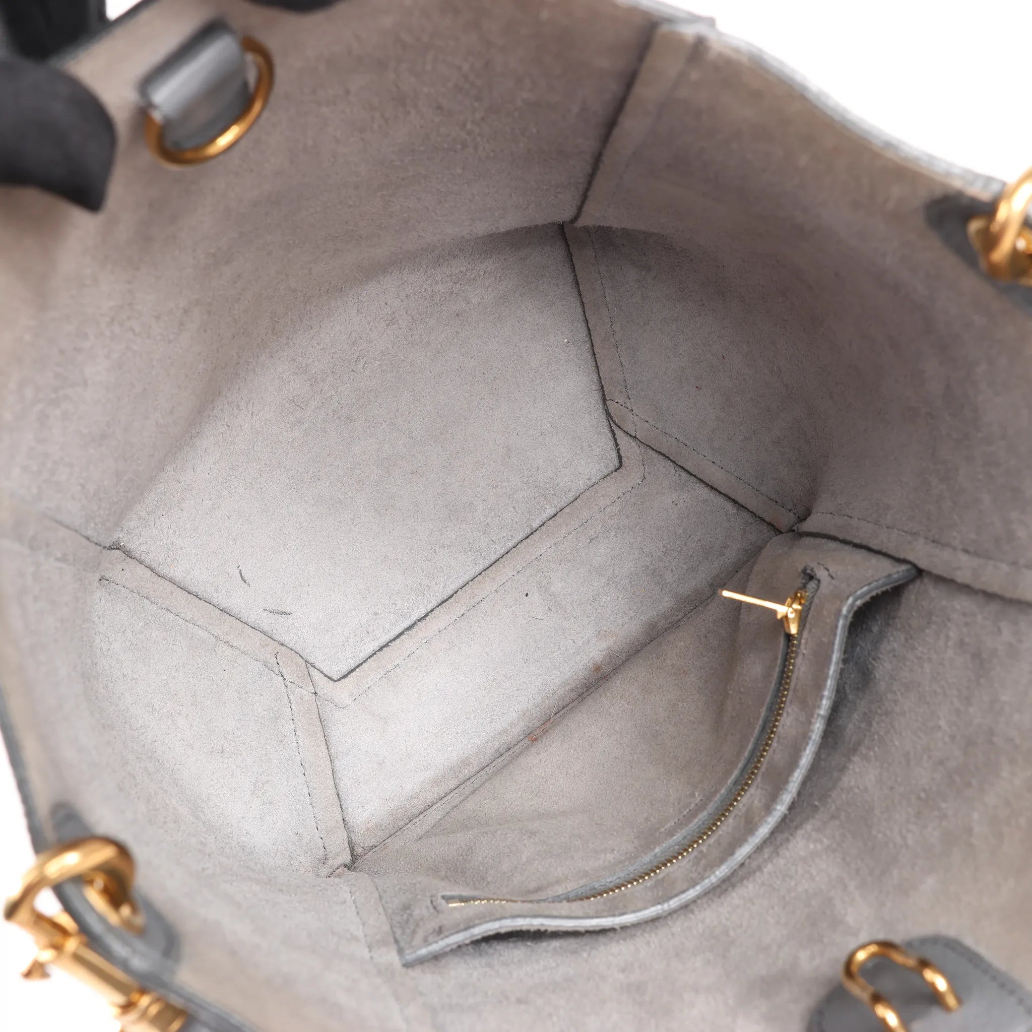CELINE Seau Sangle Bucket Mini Leather Shoulder Bag in Gray