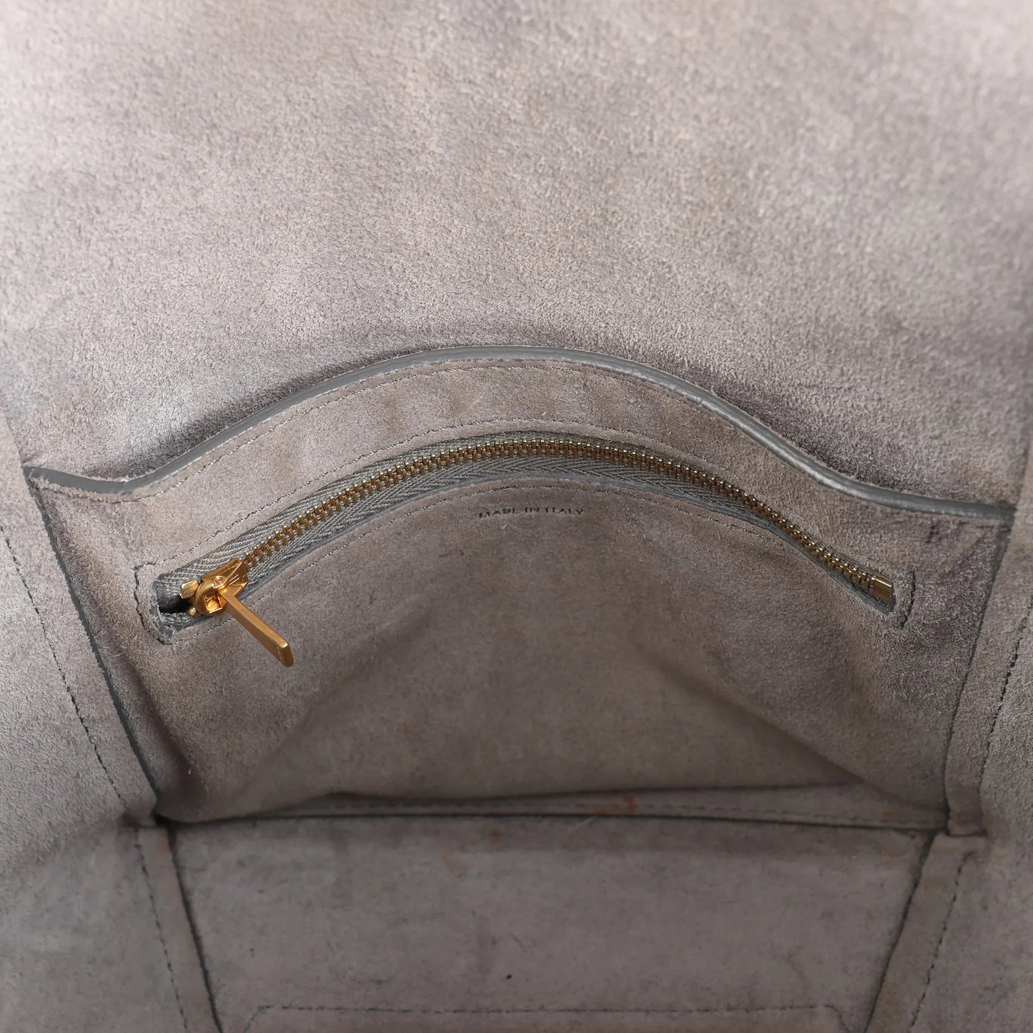 CELINE Seau Sangle Bucket Mini Leather Shoulder Bag in Gray