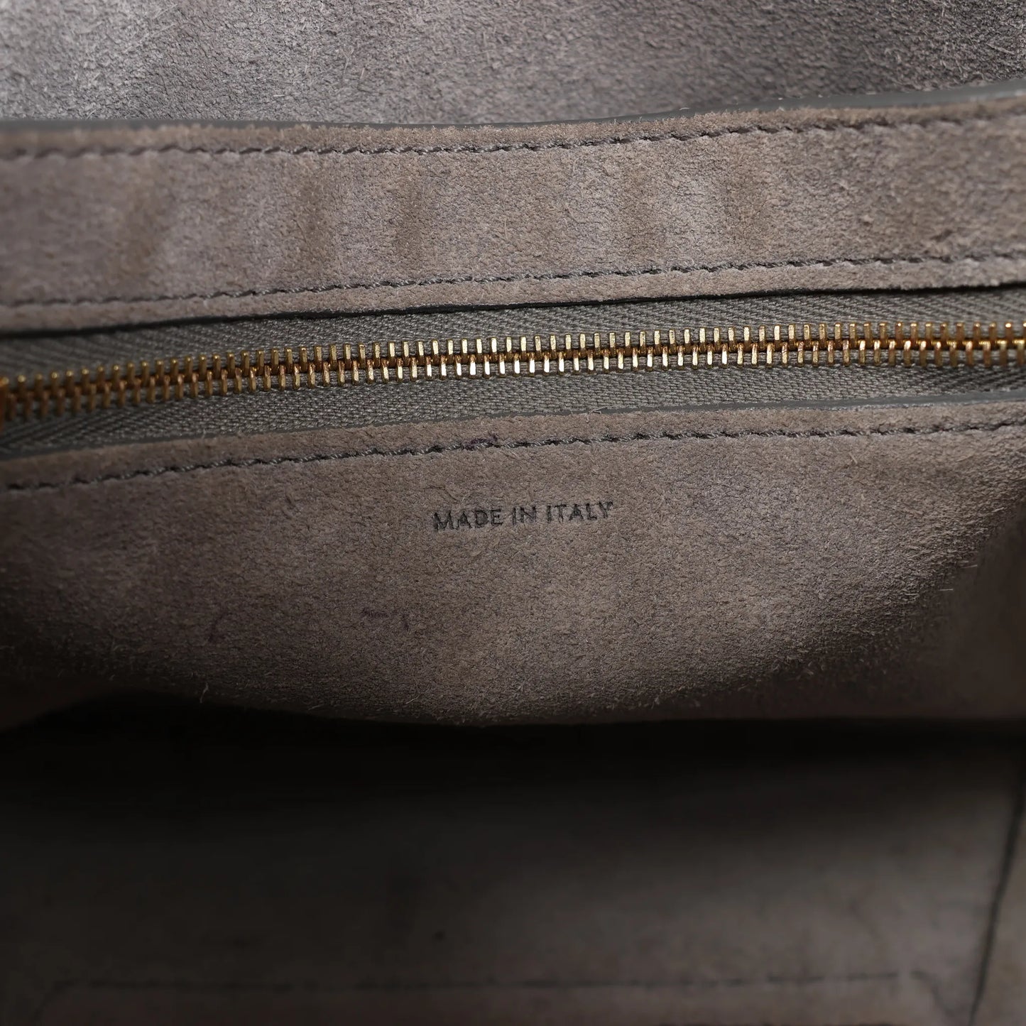 CELINE Seau Sangle Bucket Mini Leather Shoulder Bag in Gray