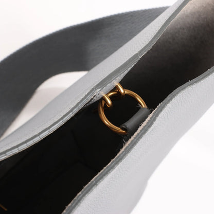 CELINE Seau Sangle Bucket Mini Leather Shoulder Bag in Gray