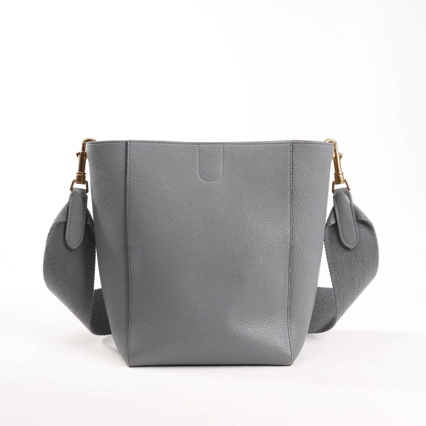 CELINE Seau Sangle Bucket Mini Leather Shoulder Bag in Gray
