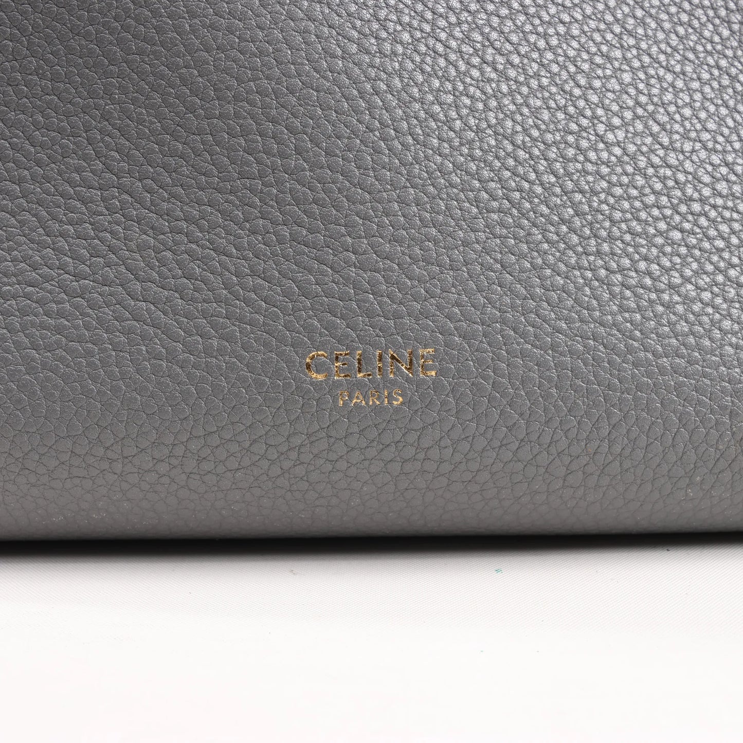 CELINE Seau Sangle Bucket Mini Leather Shoulder Bag in Gray