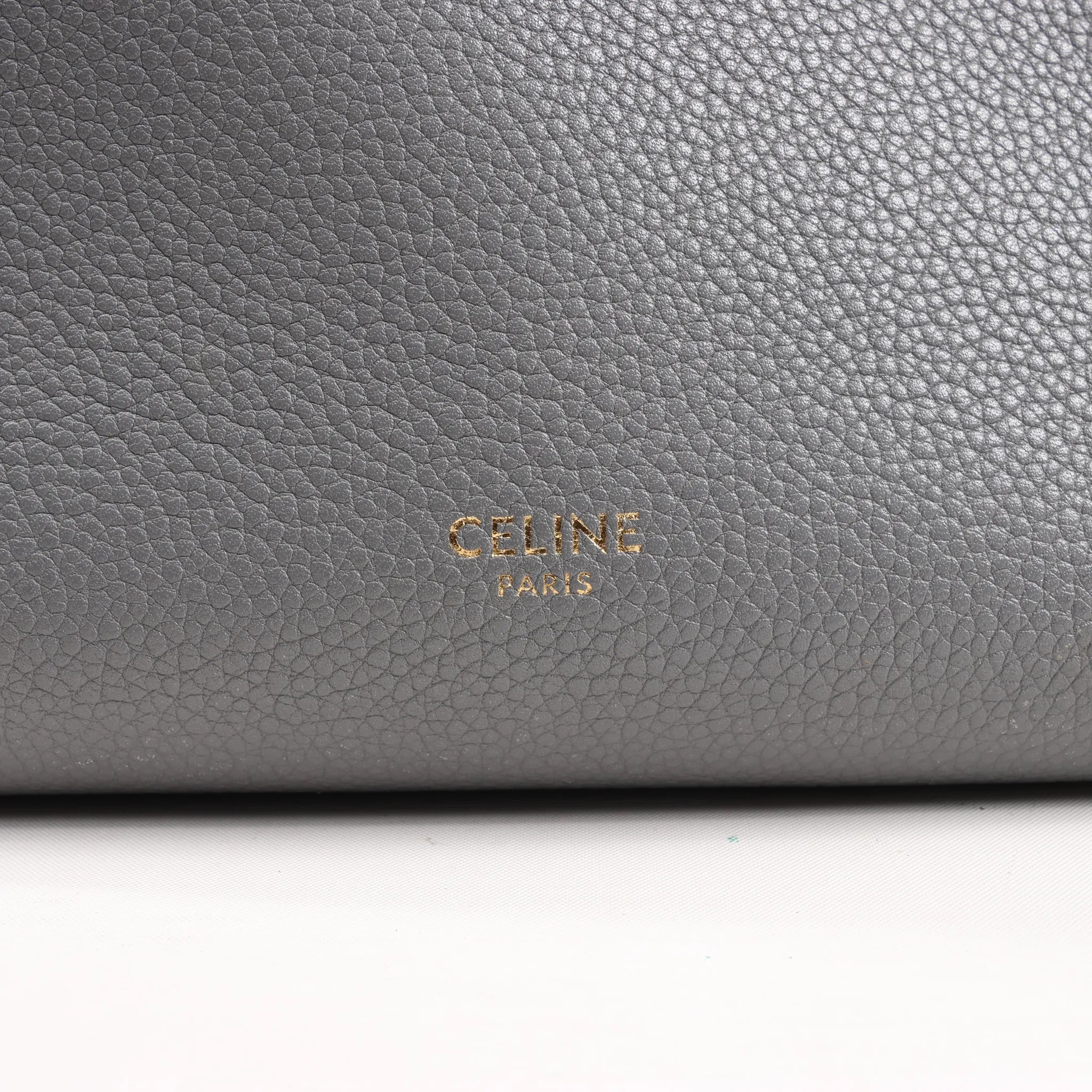 CELINE Seau Sangle Bucket Mini Leather Shoulder Bag in Gray
