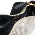 CELINE Seau Sangle Bucket Small Canvas Shoulder bag in Beige x Navy