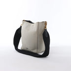 CELINE Seau Sangle Bucket Small Canvas Shoulder bag in Beige x Navy
