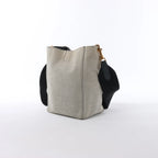 CELINE Seau Sangle Bucket Small Canvas Shoulder bag in Beige x Navy