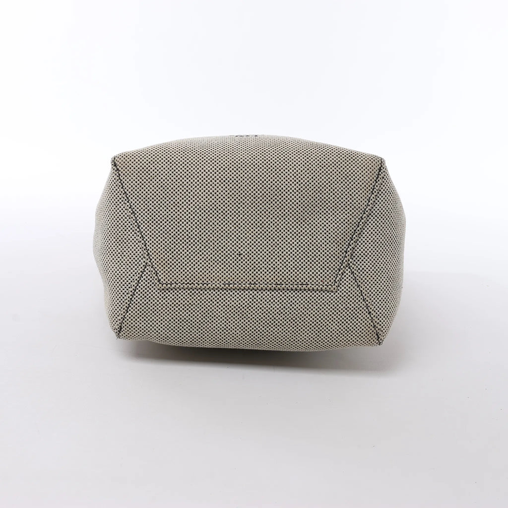 CELINE Seau Sangle Bucket Small Canvas Shoulder bag in Beige x Navy